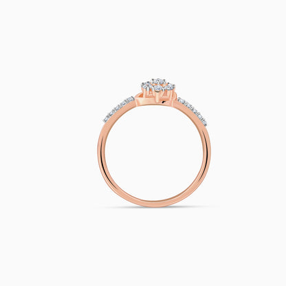 Rose Gold Floral Shell Lab Grown Diamond Ring