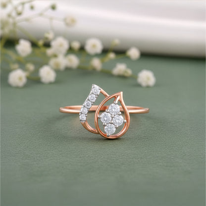 Rose Gold Blush Leaf Lab Grown Diamond Ring