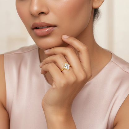 Gold Amer Trellis Lab Grown Diamond Ring