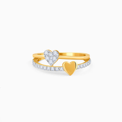 Gold Twin Hearts Lab Grown Diamond Ring