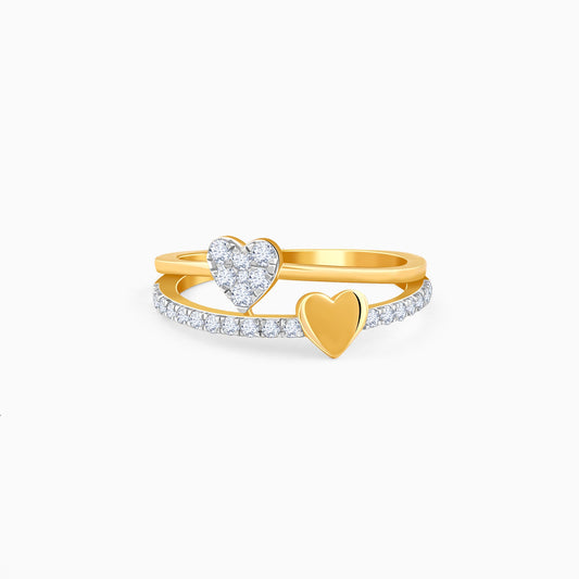 Gold Twin Hearts Lab Grown Diamond Ring