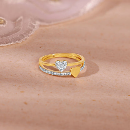 Gold Twin Hearts Lab Grown Diamond Ring