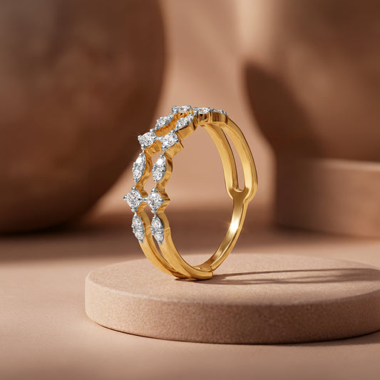 Gold Marquisette Crown Lab Grown Diamond Ring (Size 12)