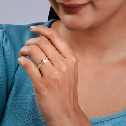 Gold Auric Petal Lab Grown Diamond Ring