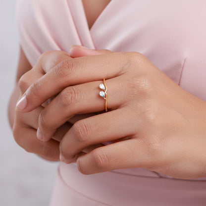 Gold Opal Waves Lab Grown Diamond Ring