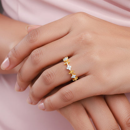 Gold Aurora Flower Lab Grown Diamond Ring