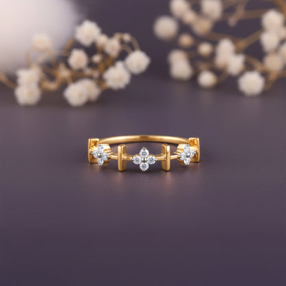 Gold Aurora Flower Lab Grown Diamond Ring