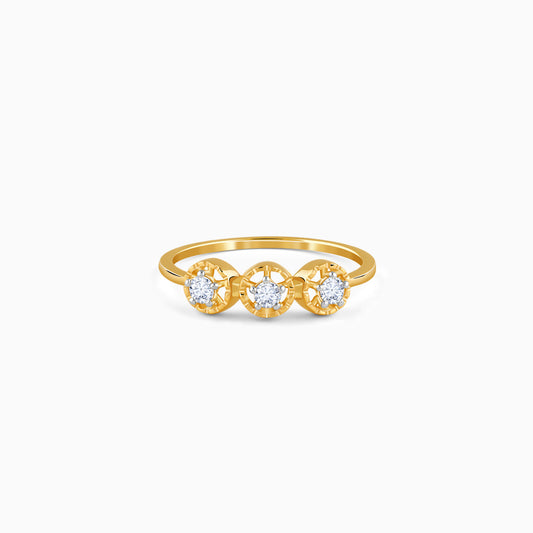 Gold Radiant Circles Lab Grown Diamond Ring