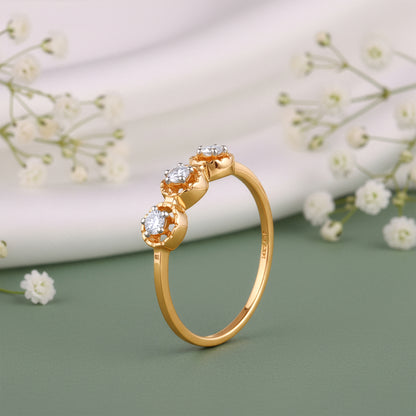 Gold Radiant Circles Lab Grown Diamond Ring