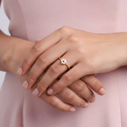 Gold Stellar Swirl Lab Grown Diamond Ring