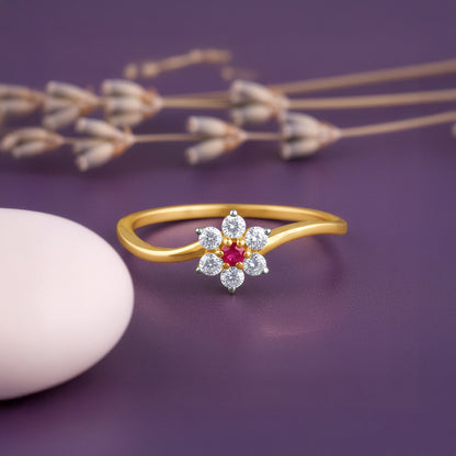 Gold Stellar Swirl Lab Grown Diamond Ring