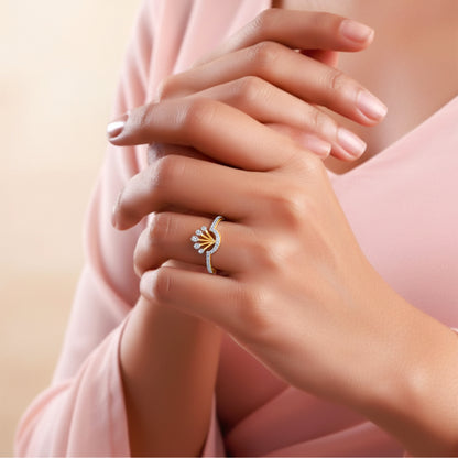 Gold Twinkle Throne Lab Grown Diamond Ring