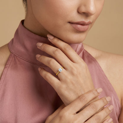 Gold Solitaire Belle Lab Grown Diamond Ring (Size 12)
