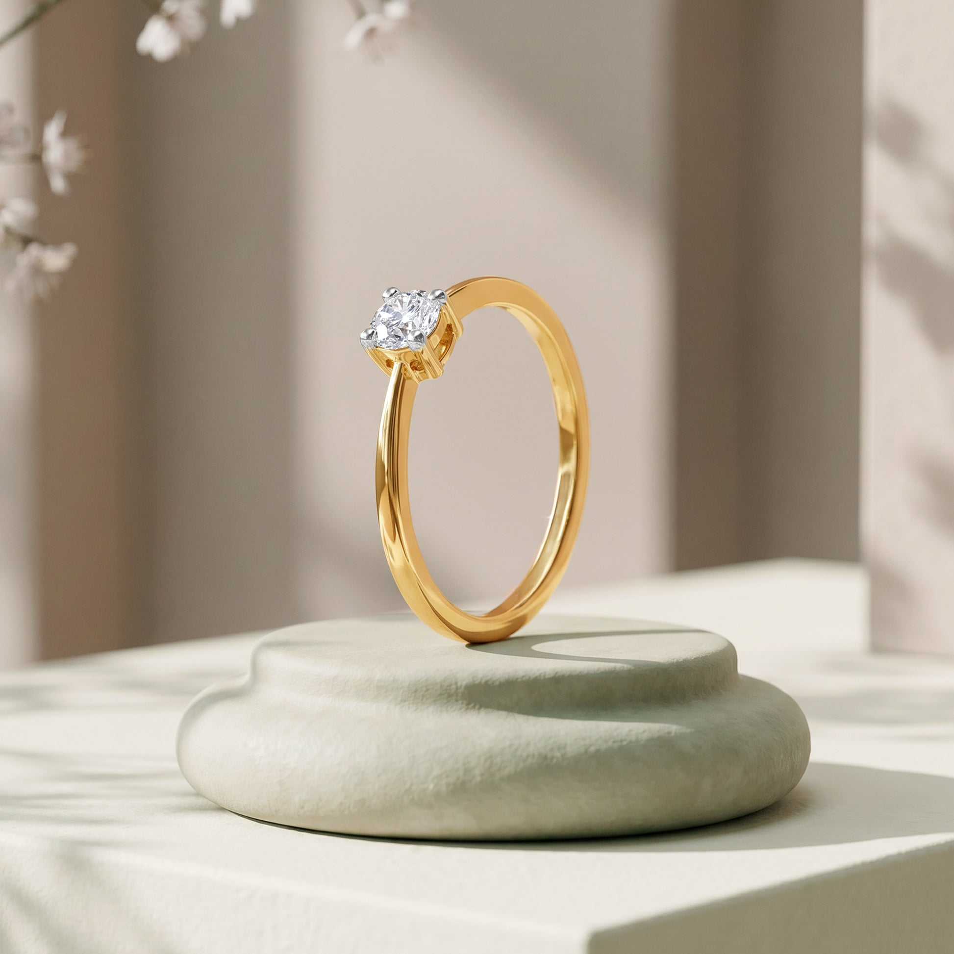 Gold Solitaire Belle Lab Grown Diamond Ring (Size 12)