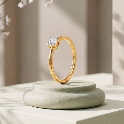 Gold Solitaire Belle Lab Grown Diamond Ring (Size 12)