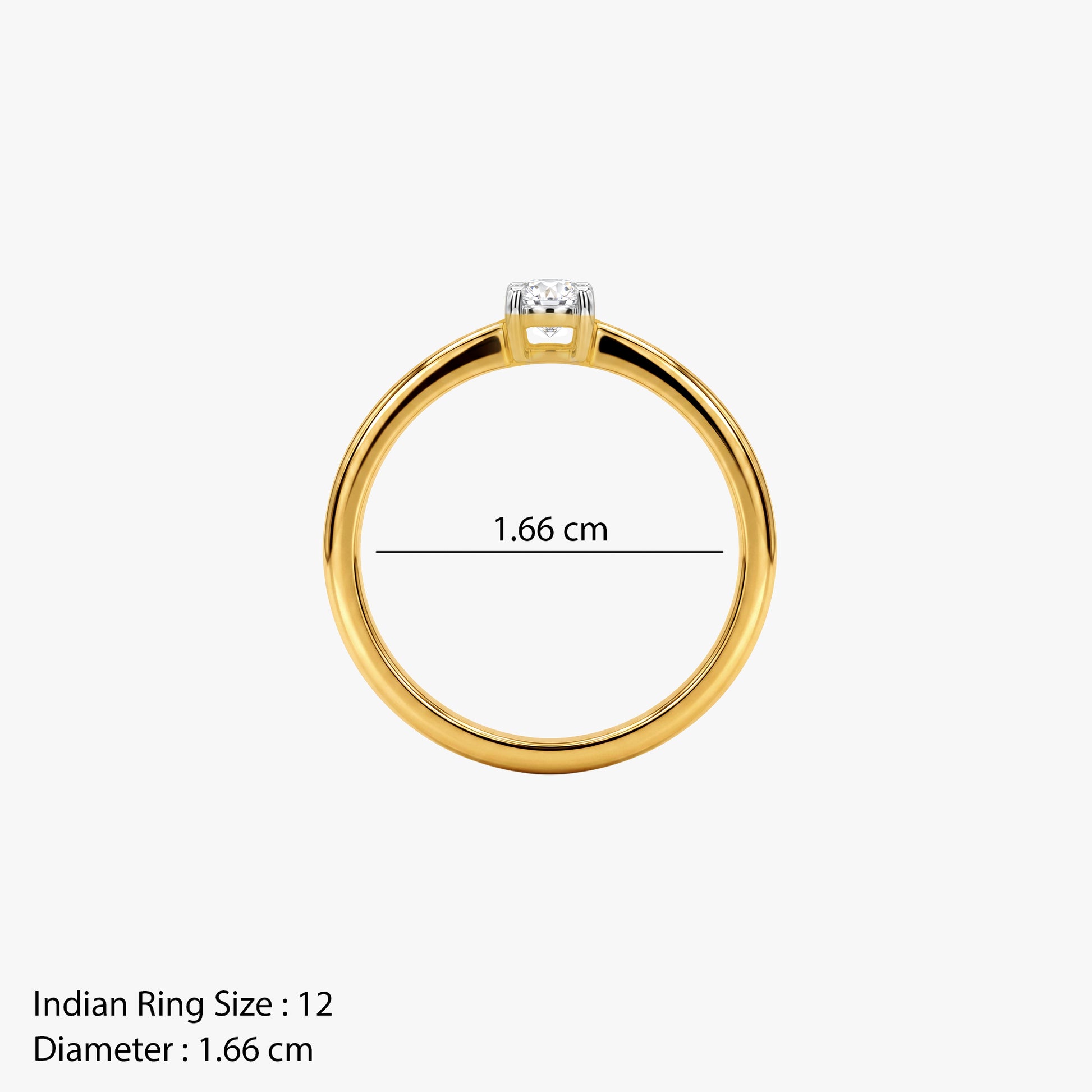 Gold Solitaire Belle Lab Grown Diamond Ring (Size 12)