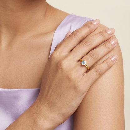 Gold Solene Solitaire Lab Grown Diamond Ring (Size 12)