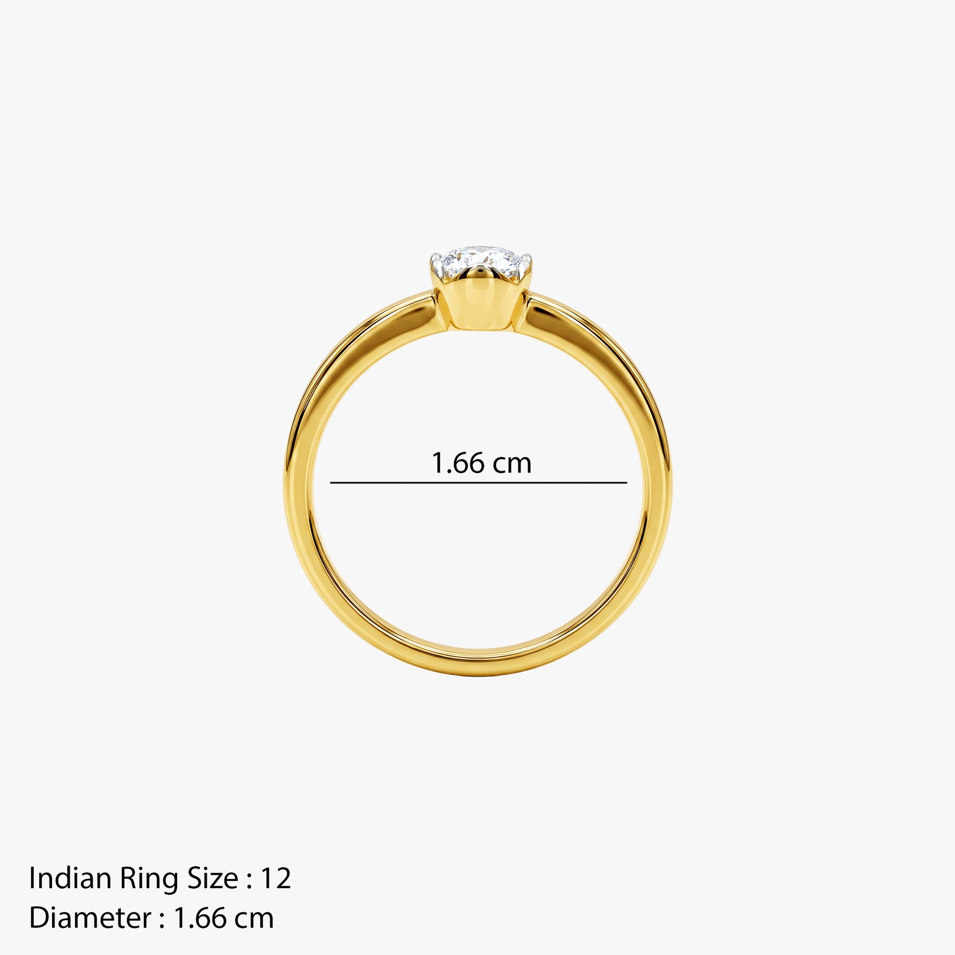 Gold Solene Solitaire Lab Grown Diamond Ring (Size 12)