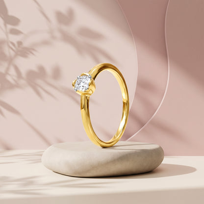 Gold Solene Solitaire Lab Grown Diamond Ring (Size 12)