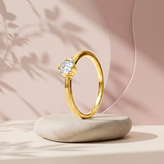 Gold Solene Solitaire Lab Grown Diamond Ring (Size 12)