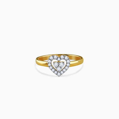 Gold Heart Halo Lab Grown Diamond Ring