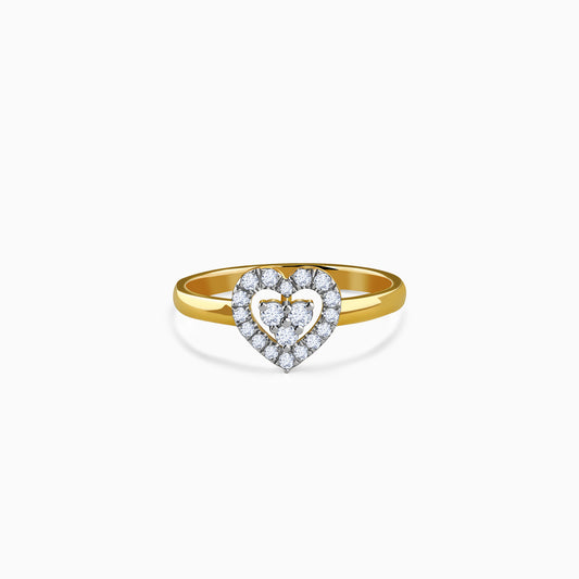 Gold Heart Halo Lab Grown Diamond Ring