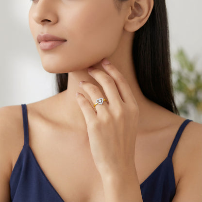 Gold Heart Halo Lab Grown Diamond Ring