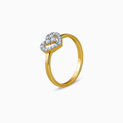 Gold Heart Halo Lab Grown Diamond Ring
