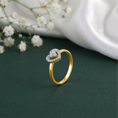 Gold Heart Halo Lab Grown Diamond Ring