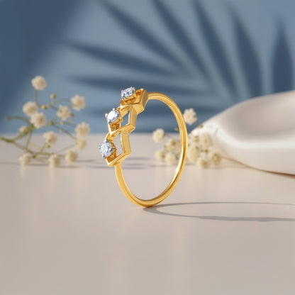 Gold Hexel Lab Grown Diamond Ring