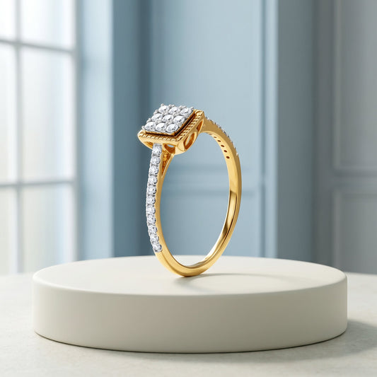 Gold Carre Royale Lab Grown Diamond Ring (Size 12)