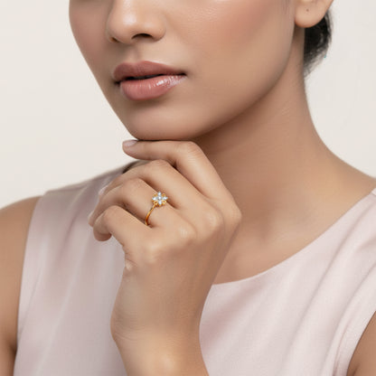 Gold Orchid Lab Grown Diamond Ring