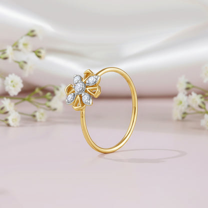 Gold Orchid Lab Grown Diamond Ring