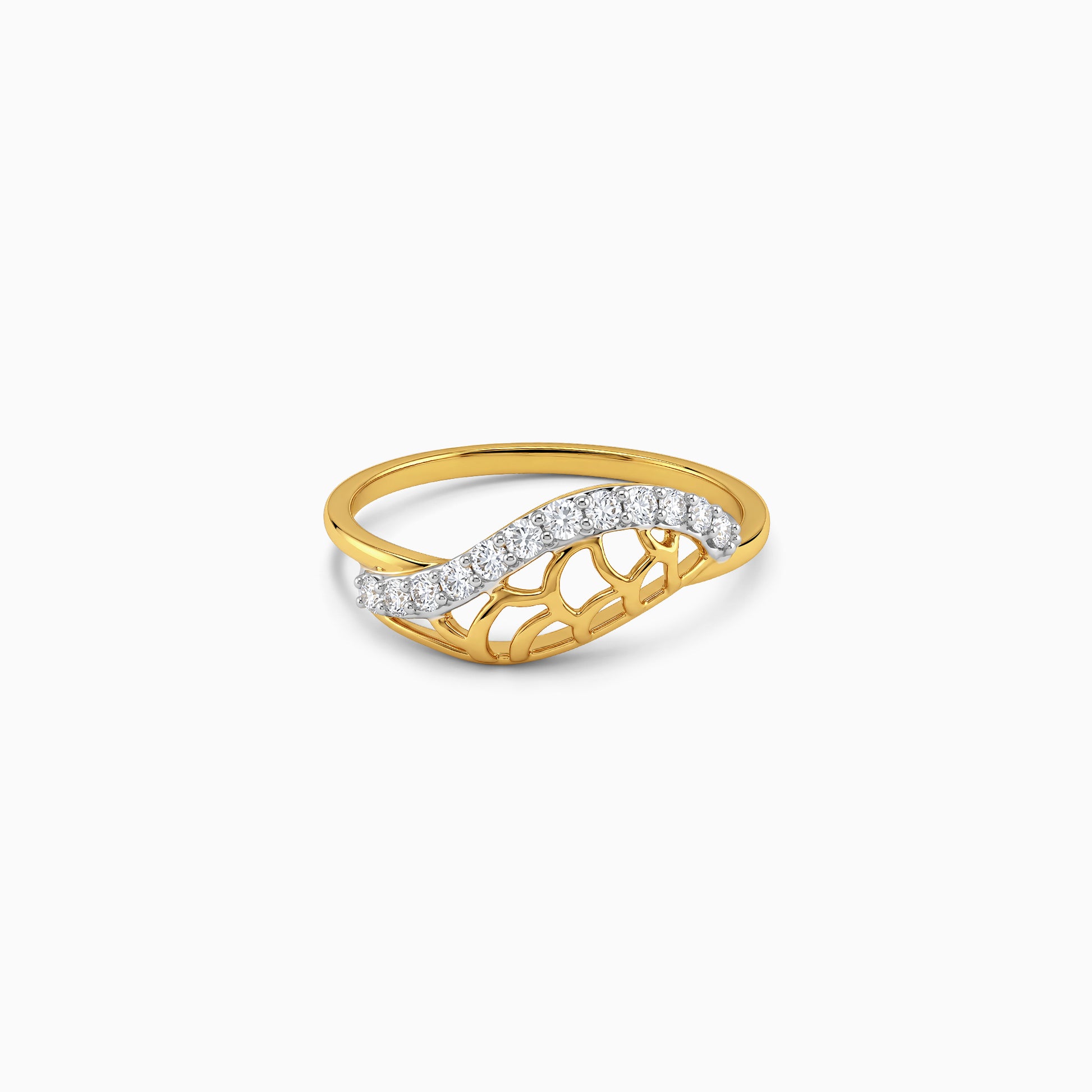 Gold Dentelle Arc Lab Grown Diamond Ring (Size 12)