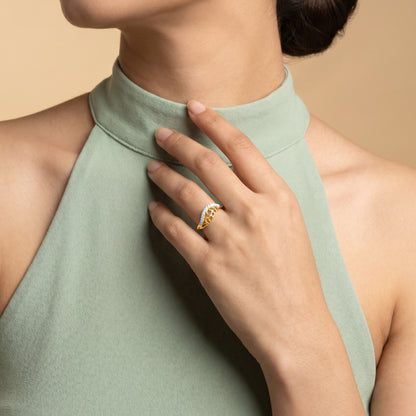 Gold Dentelle Arc Lab Grown Diamond Ring (Size 12)