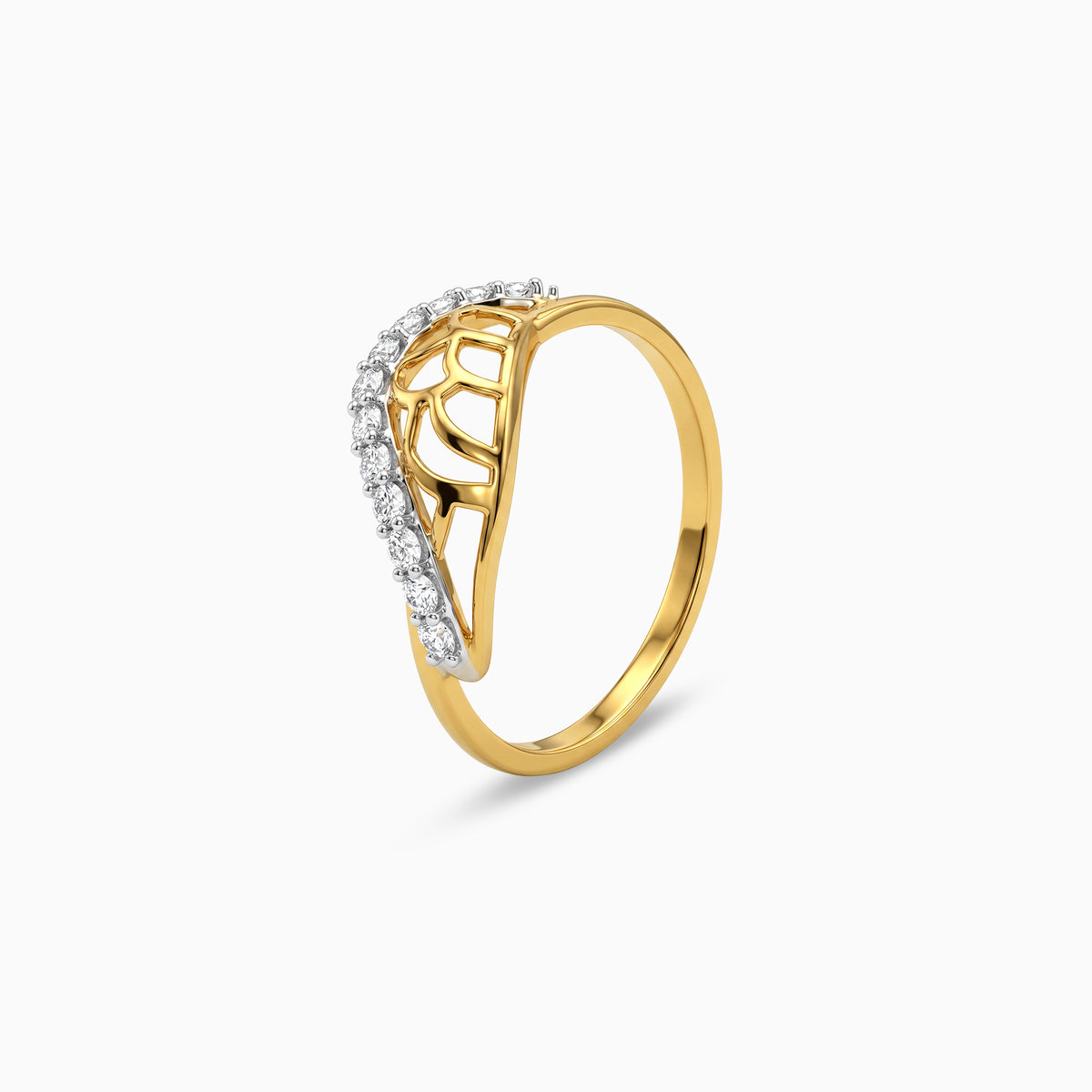 Gold Dentelle Arc Lab Grown Diamond Ring (Size 12)