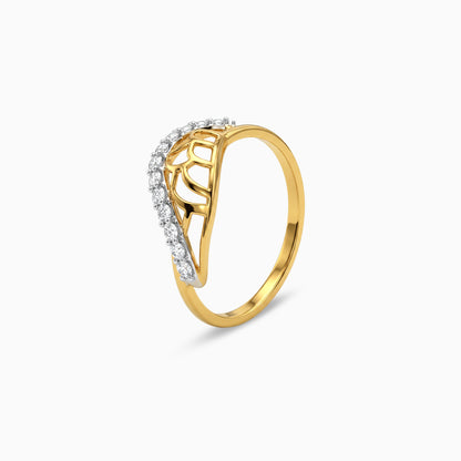 Gold Dentelle Arc Lab Grown Diamond Ring (Size 12)