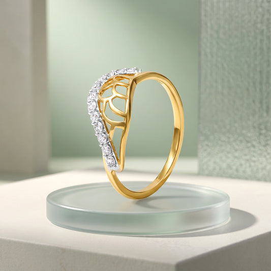 Gold Dentelle Arc Lab Grown Diamond Ring (Size 12)