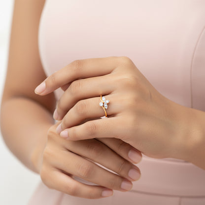 Gold Leaflet Lab Grown Diamond Ring