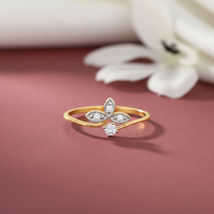 Gold Leaflet Lab Grown Diamond Ring