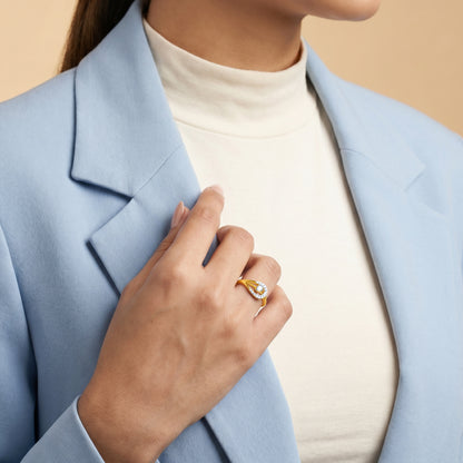 Gold Roselle Arc Lab Grown Diamond Ring (Size 12)