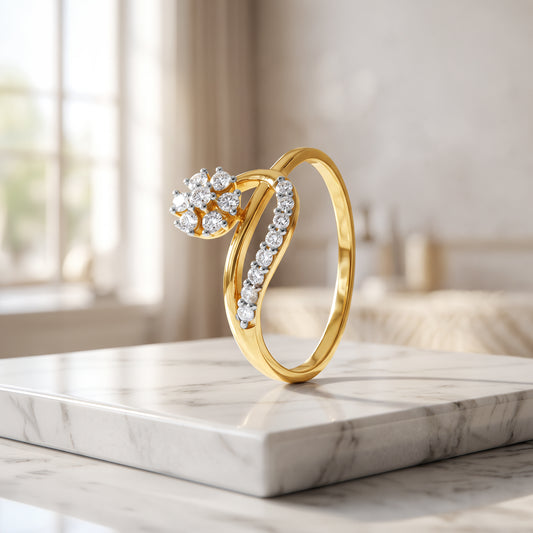 Gold Delance Crown Lab Grown Diamond Ring (Size 12)