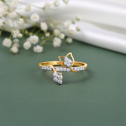 Gold Tulip Whisper Lab Grown Diamond Ring (Size 12)