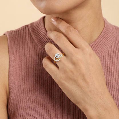 Gold Roseraie Halo Lab Grown Diamond Ring (Size 12)