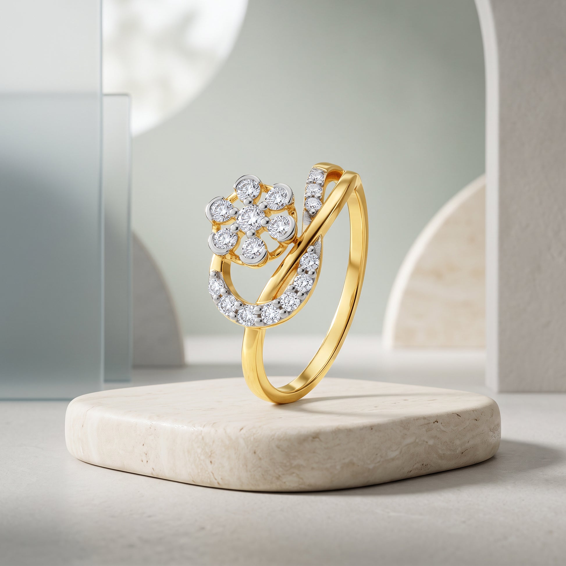 Gold Roseraie Halo Lab Grown Diamond Ring (Size 12)
