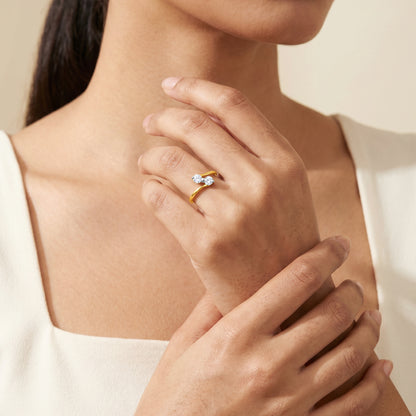 Gold Orlisse Chevron Lab Grown Diamond Ring (Size 12)