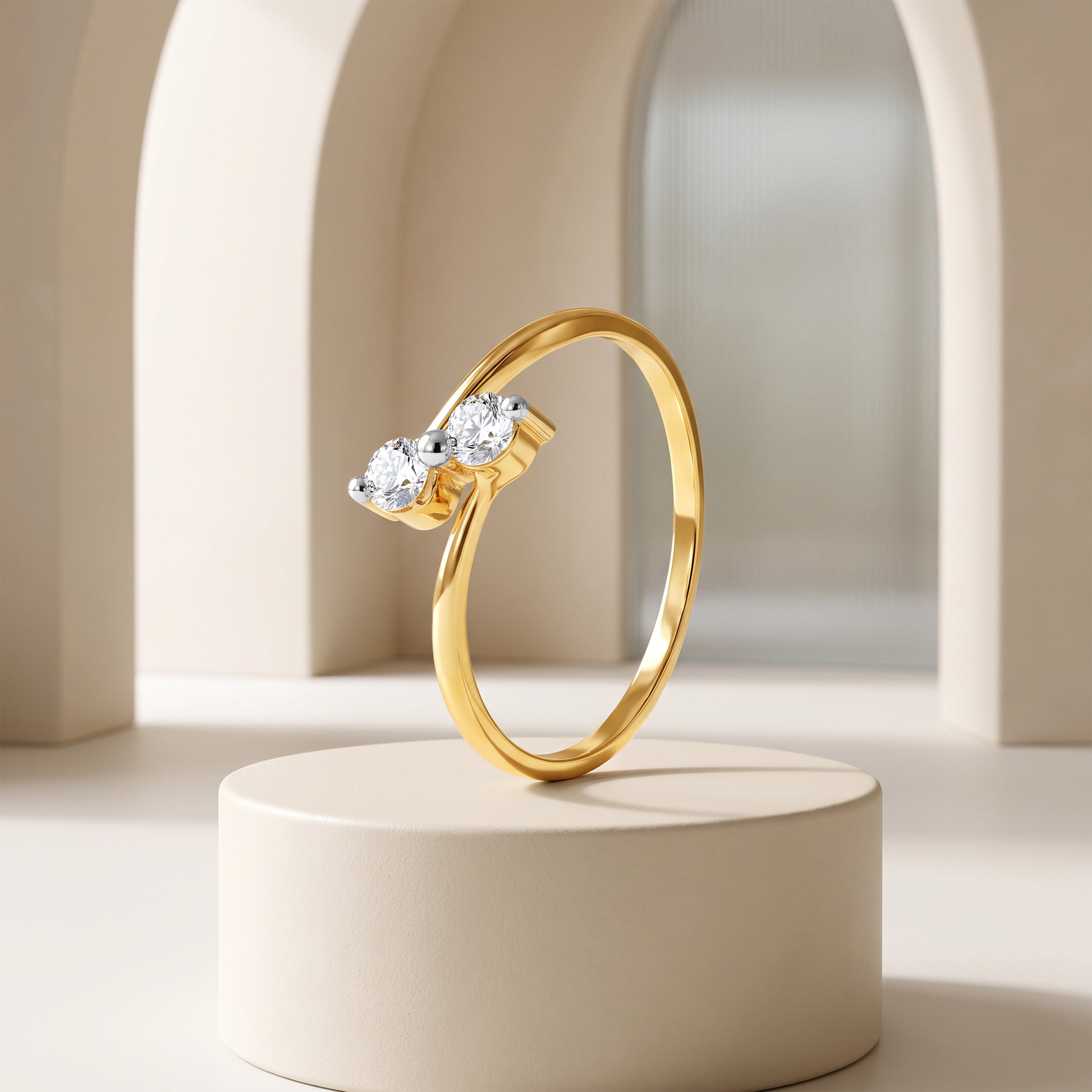 Gold Orlisse Chevron Lab Grown Diamond Ring (Size 12)