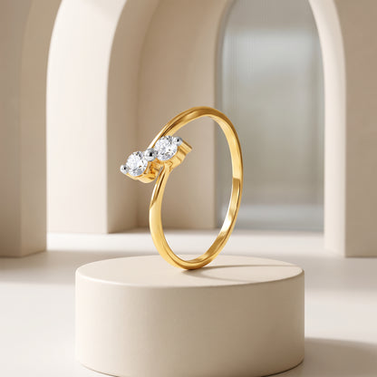 Gold Orlisse Chevron Lab Grown Diamond Ring (Size 12)