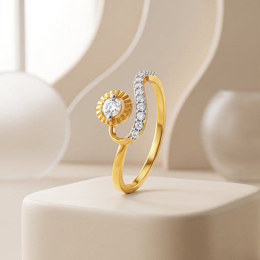 Gold Virelle Spiral Lab Grown Diamond Ring (Size 12)