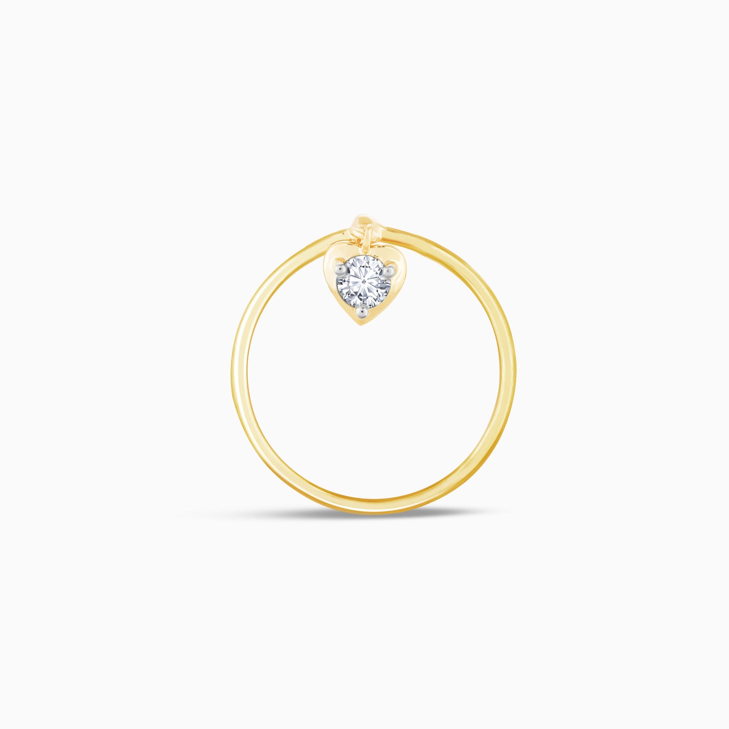 Gold Dangling Solitaire Heart Diamond Ring